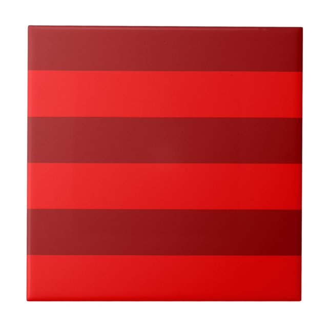 Red and Maroon Stripes Design Ceramic Tile (Front)