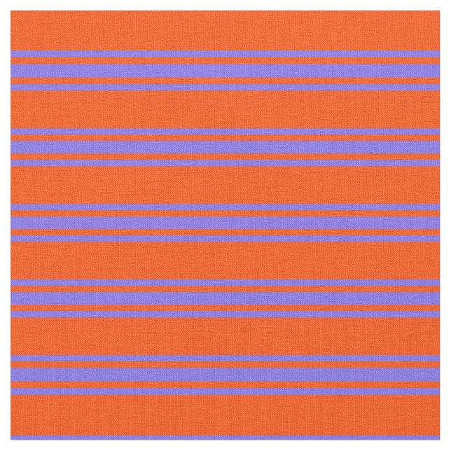 Red and Medium Slate Blue Stripes Pattern Fabric (Close Up)