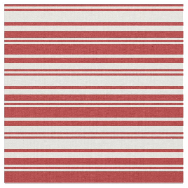 Red and Mint Cream Stripes/Lines Pattern Fabric (Close Up)