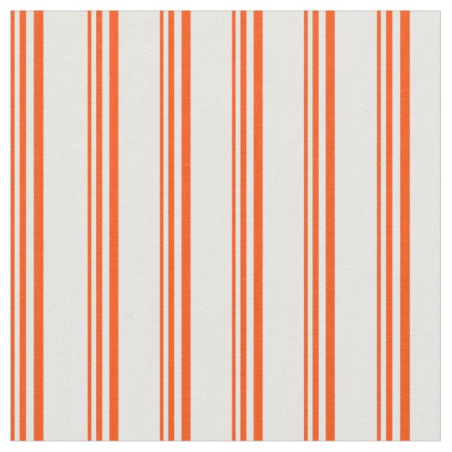 Red and Mint Cream Stripes/Lines Pattern Fabric (Close Up)
