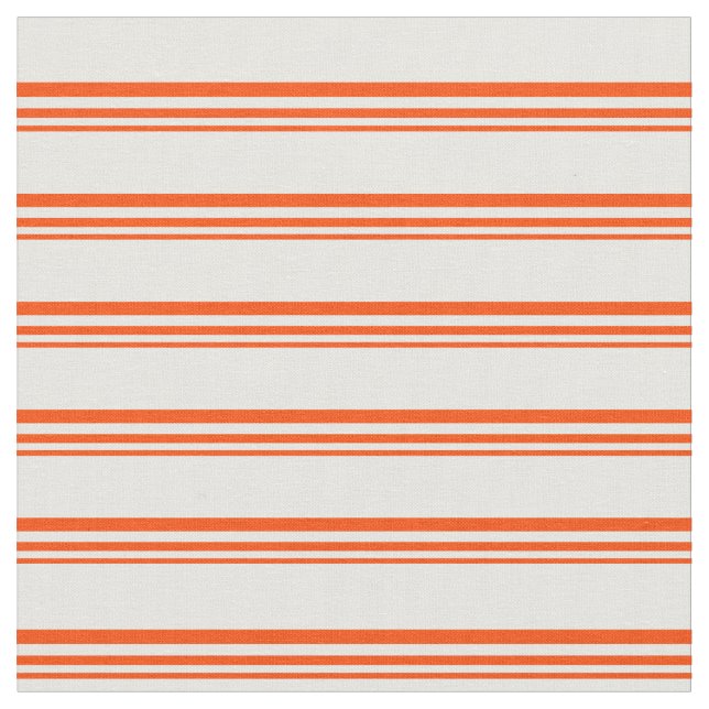 Red and Mint Cream Stripes Pattern Fabric (Close Up)