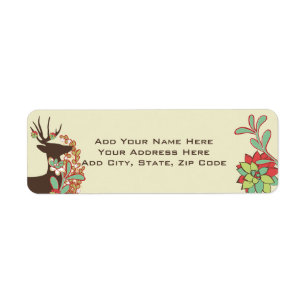 Red and Mint Deer Holiday Address Labels