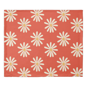 red and mustard 1970's groovy vintage retro floral duvet cover