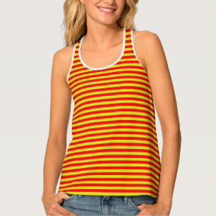 Red and Mustard Yellow Vintage Thin Stripes Tank Top
