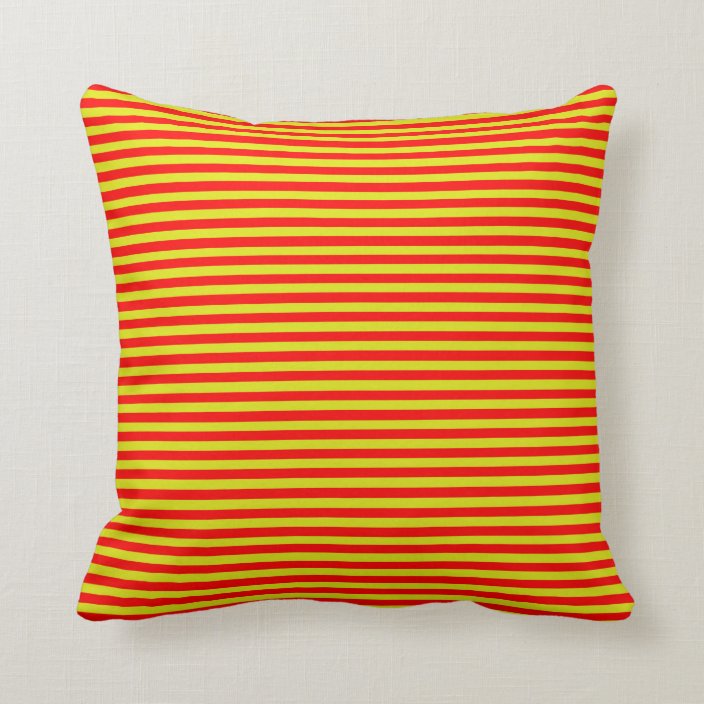 Red and Mustard Yellow Vintage Thin Stripes Throw Pillow