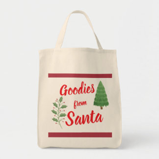 Red and Natural color Goodies from Santa Tote Bag