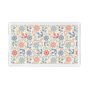Red and navy background with anchor acrylic tray