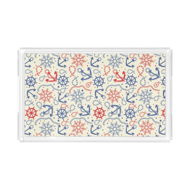 Red and navy background with anchor acrylic tray (Front)