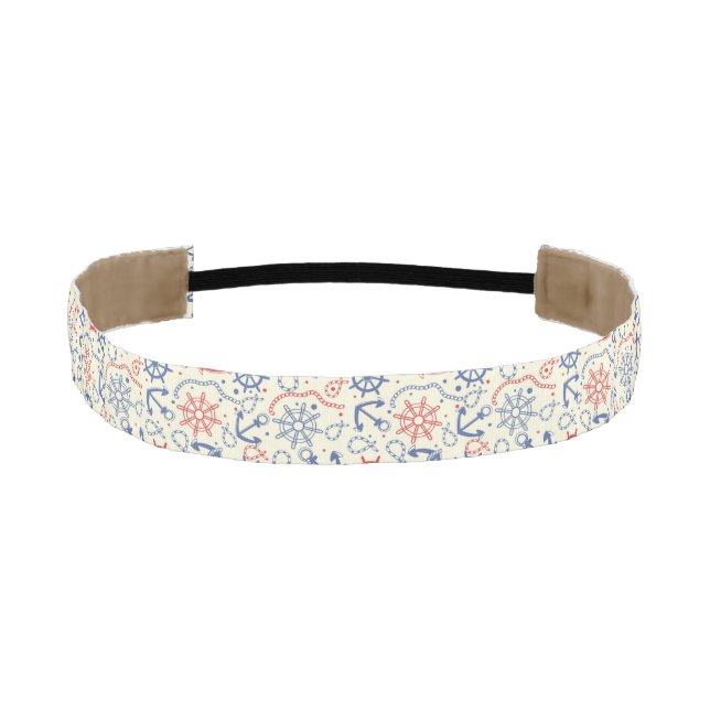 Red and navy background with anchor athletic headband (Front)