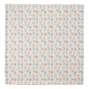 Red and navy background with anchor duvet cover