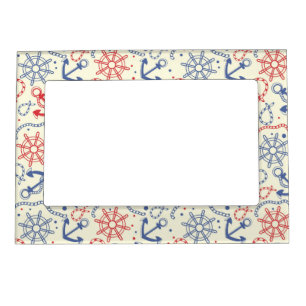Red and navy background with anchor magnetic photo frame