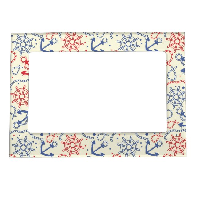 Red and navy background with anchor magnetic photo frame (Front)
