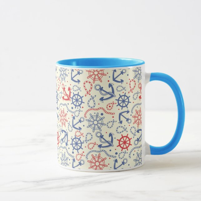 Red and navy background with anchor mug (Right)