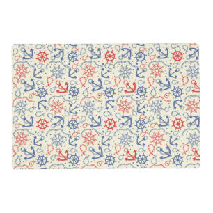 Red and navy background with anchor placemat