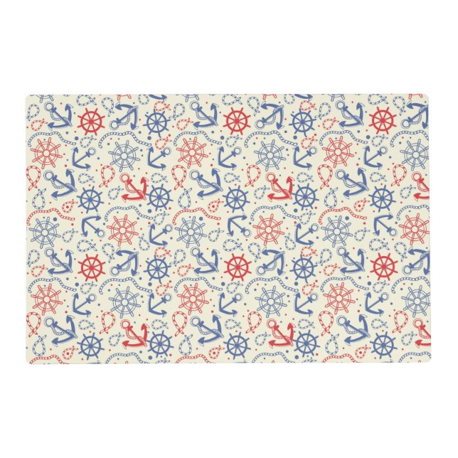 Red and navy background with anchor placemat (Front)