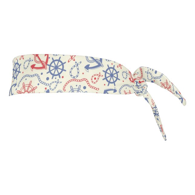 Red and navy background with anchor tie headband (Rotate 90)