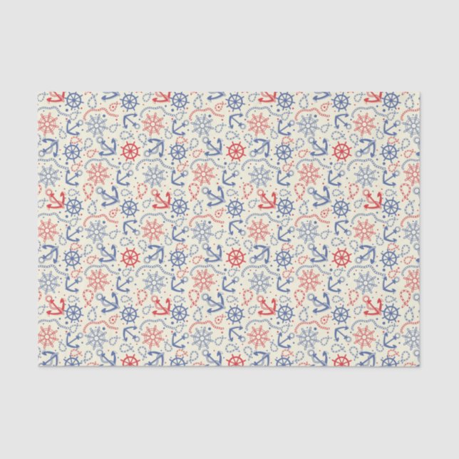 Red and navy background with anchor tissue paper (Front)
