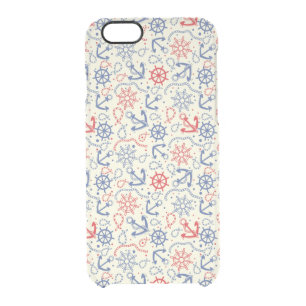 Red and navy background with anchor clear iPhone 6/6S case