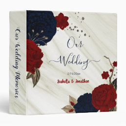 red and navy blue floral wedding photo album 3 ring binder