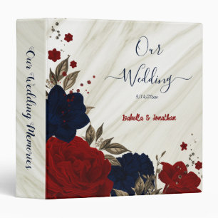 red and navy blue floral wedding photo album 3 ring binder