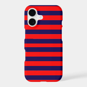 Red and Navy Blue Nautical Stripes  iPhone 17 Case