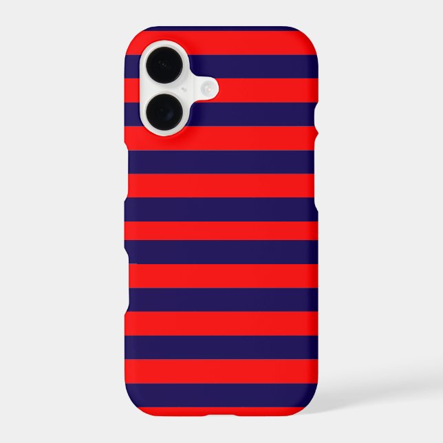 Red and Navy Blue Nautical Stripes  iPhone Case (Back)