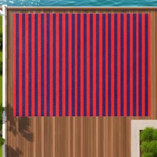 Red and Navy Blue Nautical Stripes  Outdoor Rug