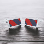 Red and Navy Blue Stripes Cufflinks<br><div class="desc">Modern and stylish stripes.</div>