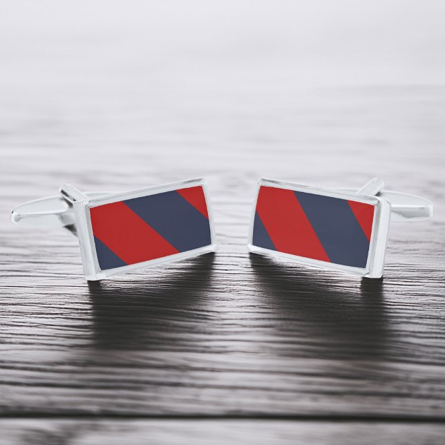 Red and Navy Blue Stripes Cufflinks (Creator Uploaded)