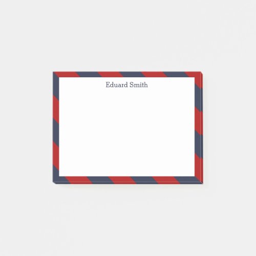 Red and Navy Blue Stripes Personalized Post_it Notes