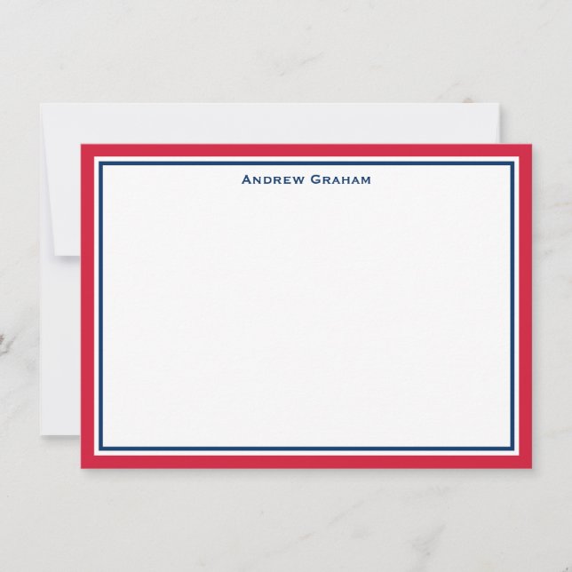 Red and Navy Border Note Card (Front)