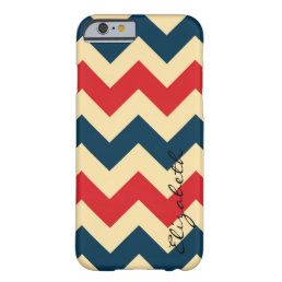Red and Navy Chevron Custom Monogram Barely There iPhone 6 Case