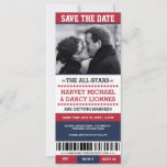 Red And Navy Sports Ticket Save The Date at Zazzle