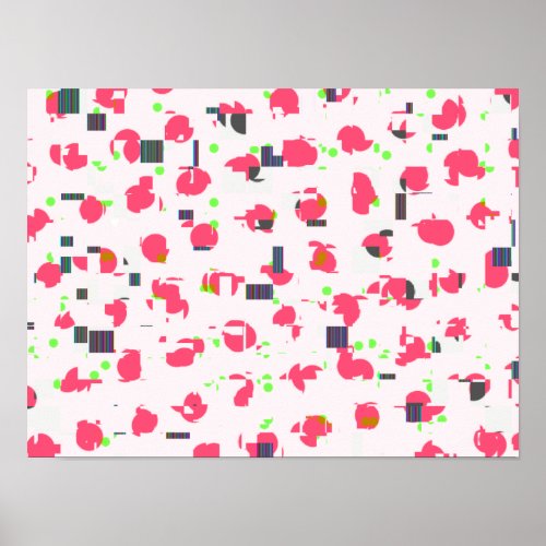 Red and neon green glitch dots poster