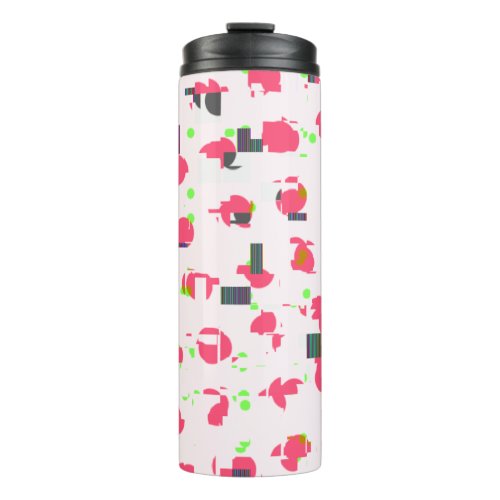 Red and neon green glitch dots thermal tumbler
