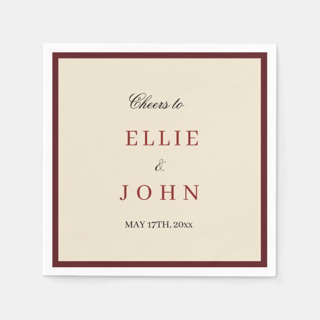Red And Neutral Formal Wedding  Napkins (Front)