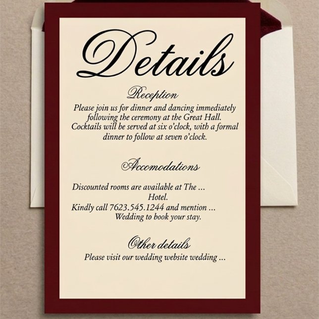 Red And Neutral Vintage Wedding Enclosure Card (Creator Uploaded)
