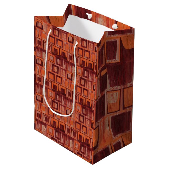red and orange abstract medium gift bag (Front Angled)