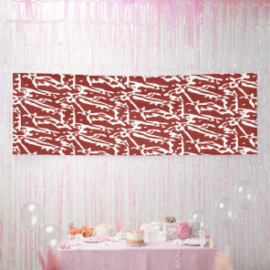 Red and orange abstract shapes blend and overlap a banner