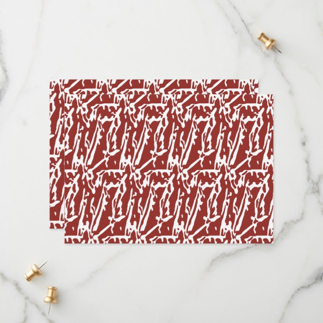 Red and orange abstract shapes blend and overlap a save the date (Front/Back In Situ)