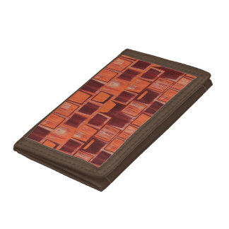 red and orange abstract tri-fold wallet