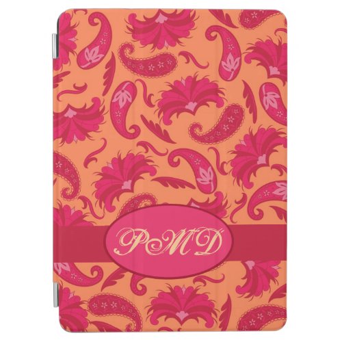 Red and Orange Art Deco Parisian Paisley Monogram iPad Air Cover