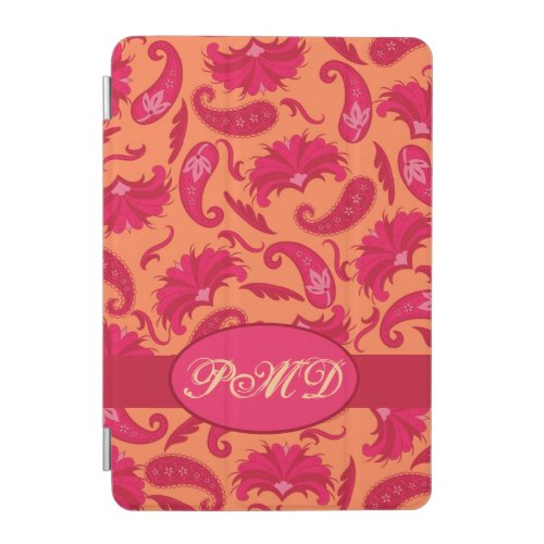 Red and Orange Art Deco Parisian Paisley Monogram iPad Mini Cover