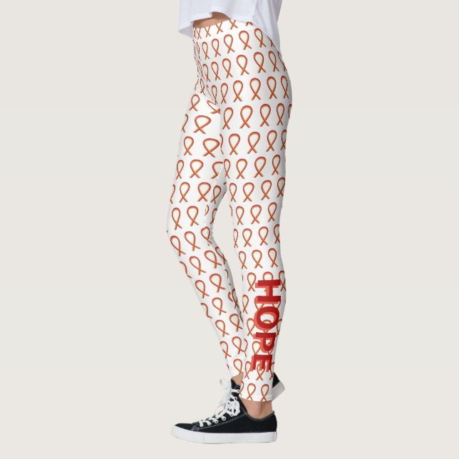 Red and Orange Awareness Ribbon Custom Leggings (Left)
