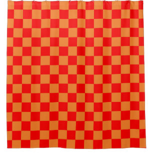 Red and Orange Checkered Pattern Shower Curtain