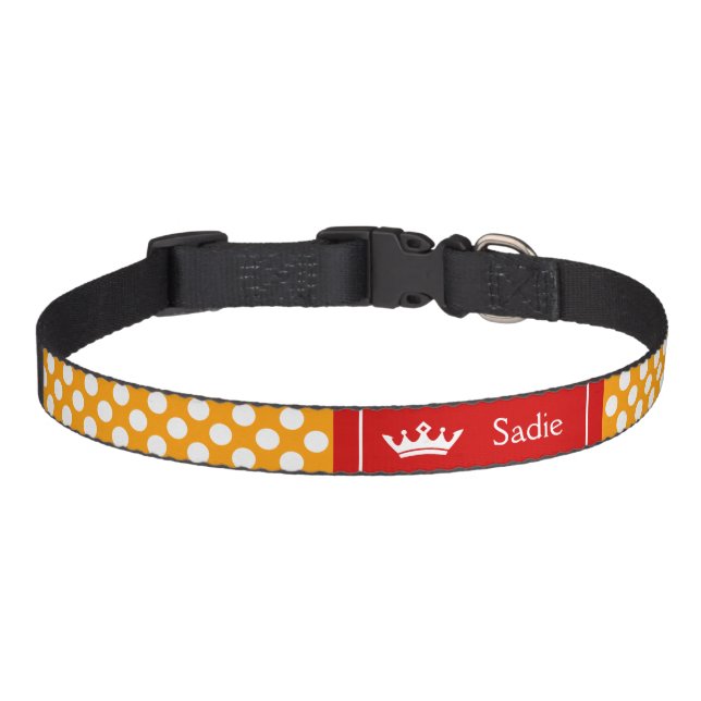 Red And Orange Crown With Polka Dots Pet Collar (Front)