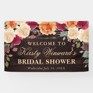 Red and Orange Fall Autumnal Flowers Bridal Shower Banner
