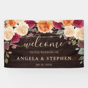 Red and Orange Fall Autumnal Flowers Wedding Banner