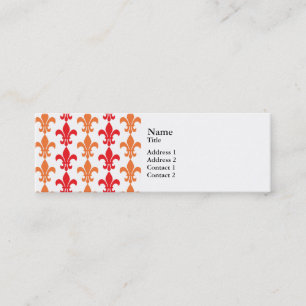 Red and Orange Fleur de Lis Pattern Mini Business Card