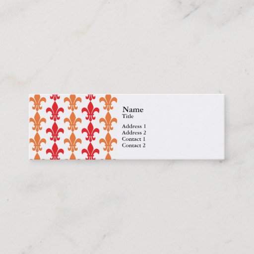 Customizable Red and Orange Fleur de Lis Pattern Business Card Templates
